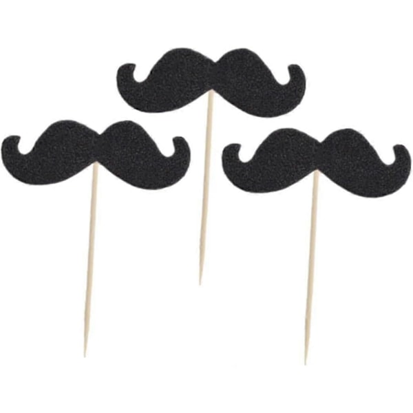 40 st Falska Mustasch Cupcake Toppers Partydekorationer