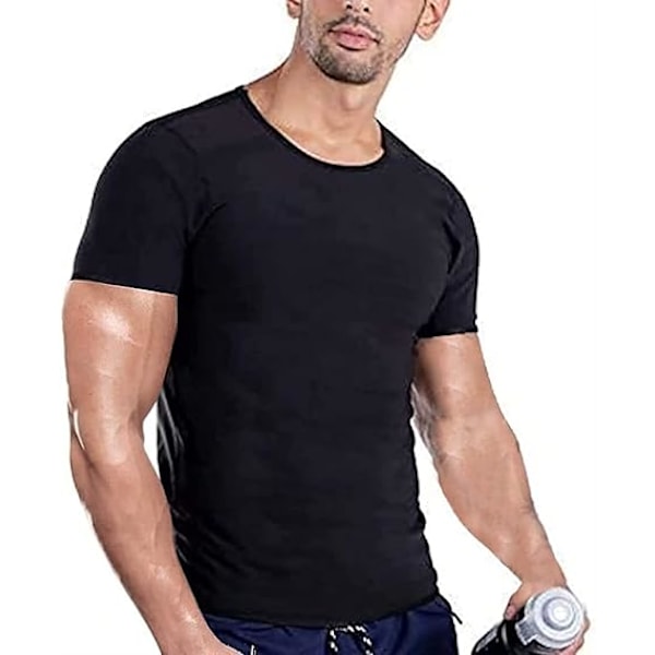 Slimmande bastuväst för män, svettdrivande slimmande T-shirt i polymer, sportväst, kroppsformande bastu-fitness kortärmad T-shirt, svettdrivande sportshaper för gym