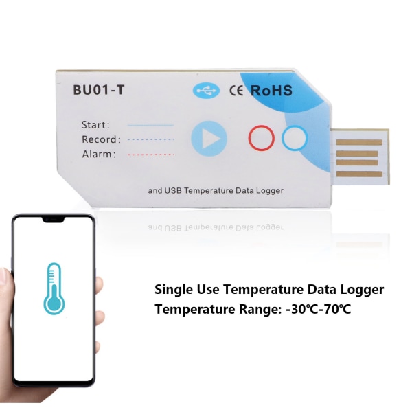 USB Temperatur Data Logger Bluetooth APP Forbindelse Temp PDF Rapport Optager 120 Dage 32000 Kapacitet