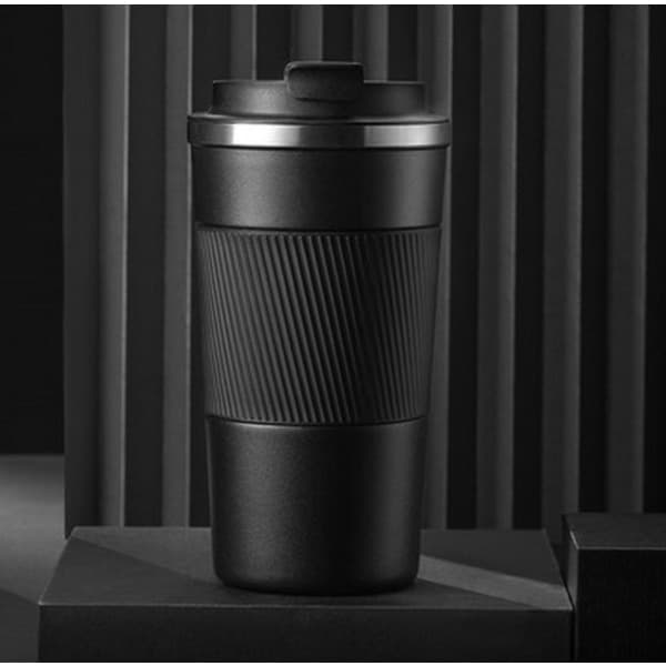 Vakuumisoleret kaffeflaske, rustfrit stål, til varme og kolde drikke - Sort 380 ml