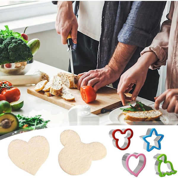 Set med 4 Smörgåskaksformar, Kakformar i Rostfritt Stål, Grönsaks-, Frukt-, Kakformar, Bröd, Kakformar