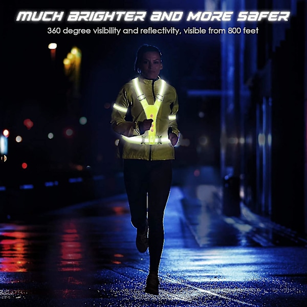 LED Refleksvest, Høj Synlighed LED Refleks Sikkerhedsvest Løbelys Til Løbere - YUHAO