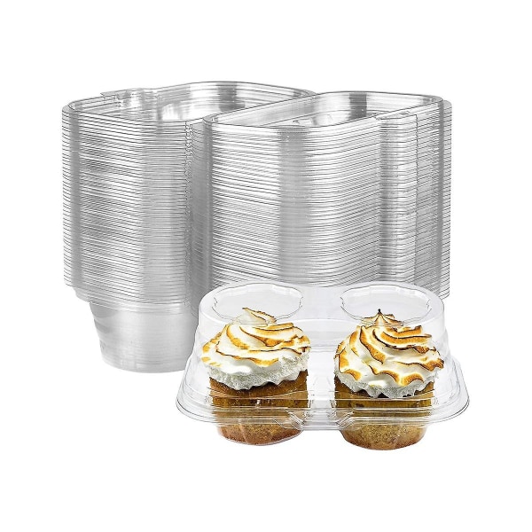 50 st 2 fack Cupcake-behållare Klara Cupcake-lådor Lufttäta staplingsbara Cupcake-hållare Cupca Transparent