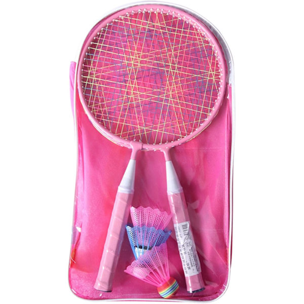 Badmintonset barn badmintonracketset barn badmintonracket inklusive 2 badmintonracketar 4 badmintonbollar 1 bärväska rosa