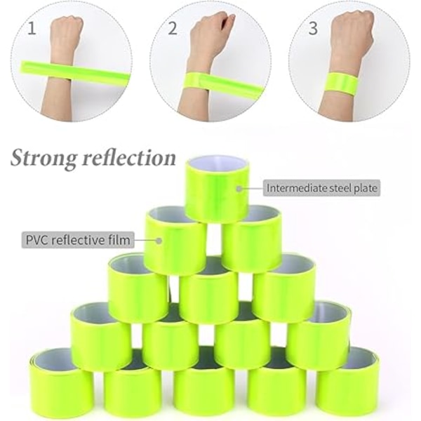20 x Reflekterende Sikkerhedsarmbånd Høj Synlighed Ankelstropper Håndledsbånd Reflekterende Snap Armbånd til Børn Voksne Cykling Løb Jogging