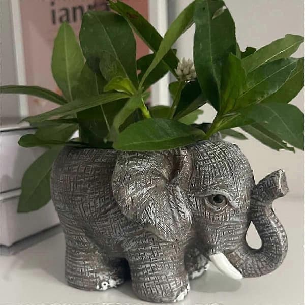 Terrakotta elefant urtepotte, lavet af harpiks, ideel til 2026