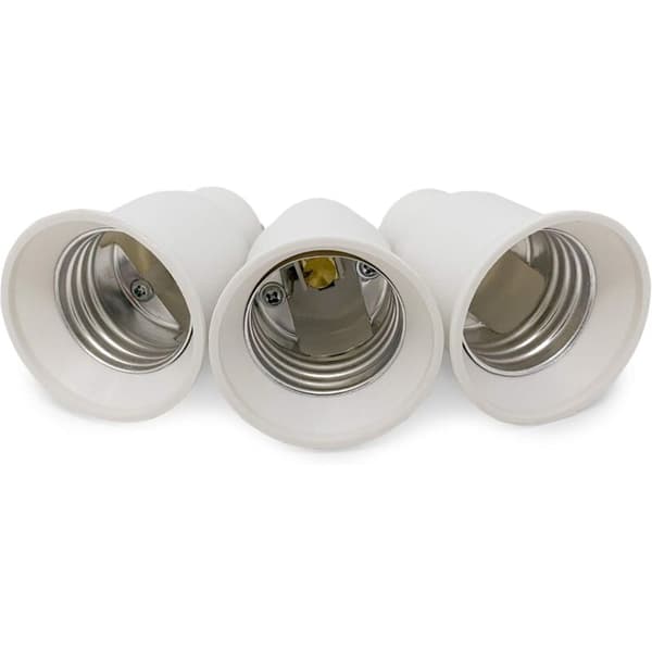 Sett med 3 lampebaseadaptere - Hvit - GU10 til E27 base - Sokkeladapter for lavenergikonsum LED halogenpærer