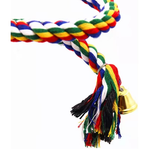 Fågelrep-pinne, papegojklätterrep, färgglad klätterrep-gunga med klocka och hängklämma, fågelrep-bungee-leksak för fåglar, undulater, parakiter