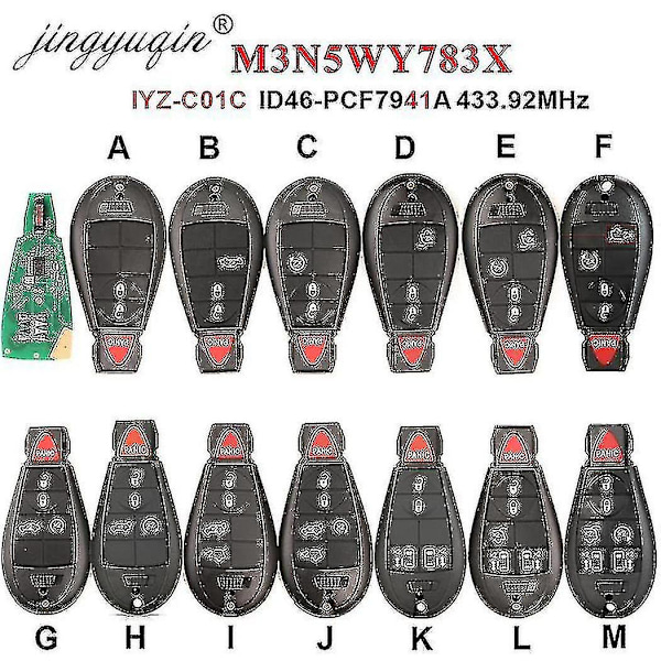 433mhz 7941 Fjernkontroll Bilnøkkel M3n5wy783x For Chrysler Town Country Jeep Grand Cherokee Dodge Caravan Journey Iyz-c01c Nøkkelblanke