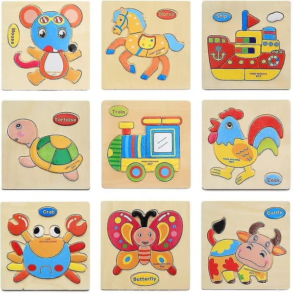 3D Pussel Trä 3D Pussel Jigsaw Barn Tecknad Djur
