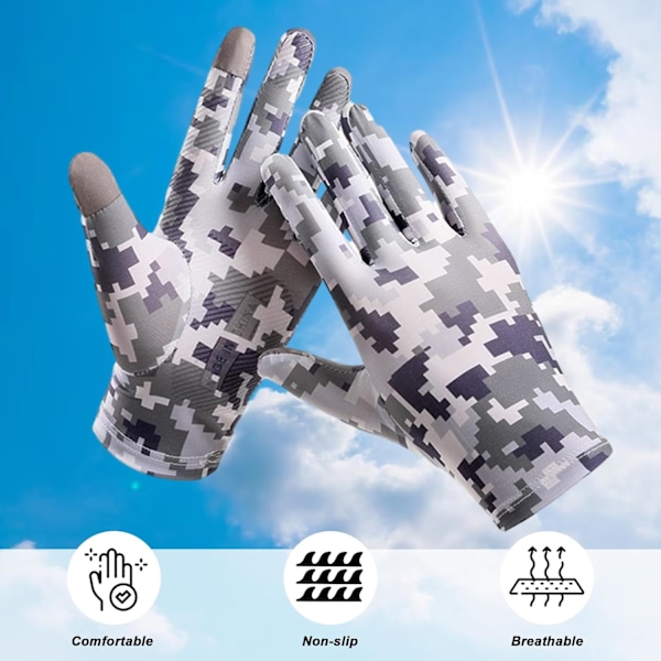 UV-skyddshandskar, fullfingerhandskar för utomhussporter, jakt, fiske, cykling, sommarhandskar, halkfria pekskärmshandskar för män och kvinnor