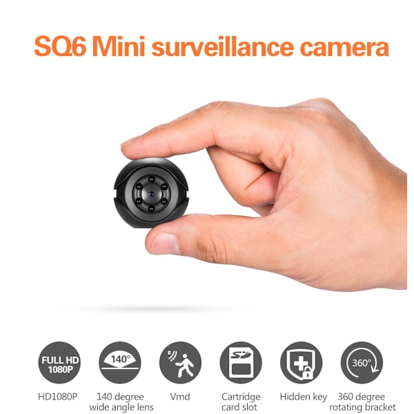Mini Övervakningskamera Portabel HD 1080P Kamera Vidvinkel Mörkerkamera