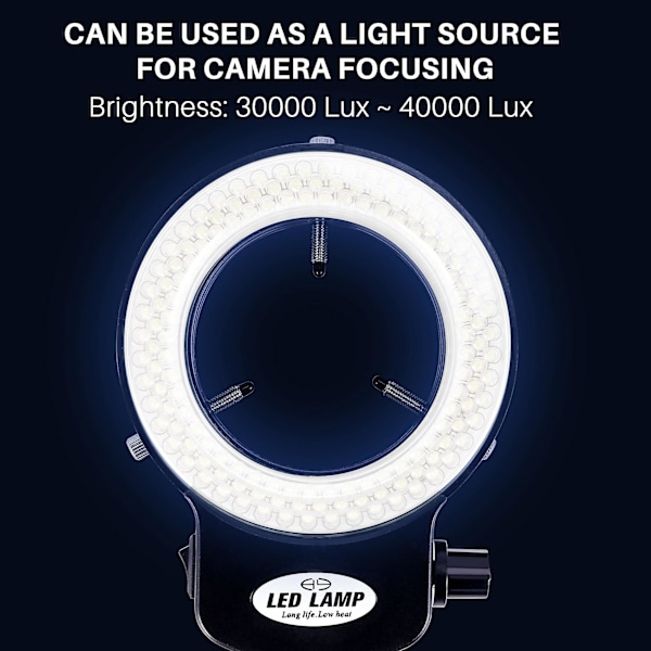 144 LED miniskoopin rengasvalo 0 - 100% säädettävä lamppu miniskoopin rengasvalolle