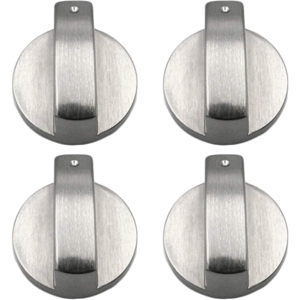 Gasspisknoppar, 4 delar, metall, 6 mm, silverfärgade, justeringsknapp