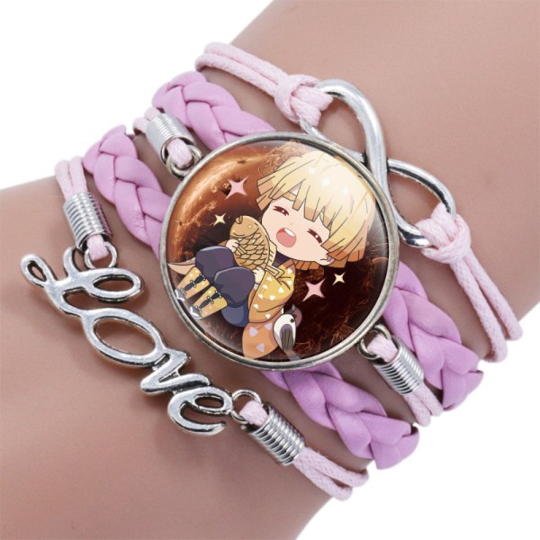 Bedst sælgende Demon Slayer Demon Slayer Time Gemstone Pink Læder Multilayer Armbånd 20502107