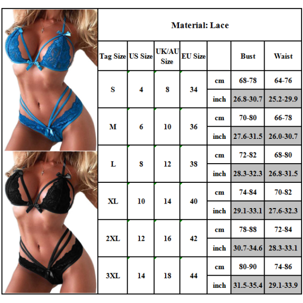 Kvinder BH Sæt Sexet Undertøj Undertøj G-String String String Nattøj Red 2XL