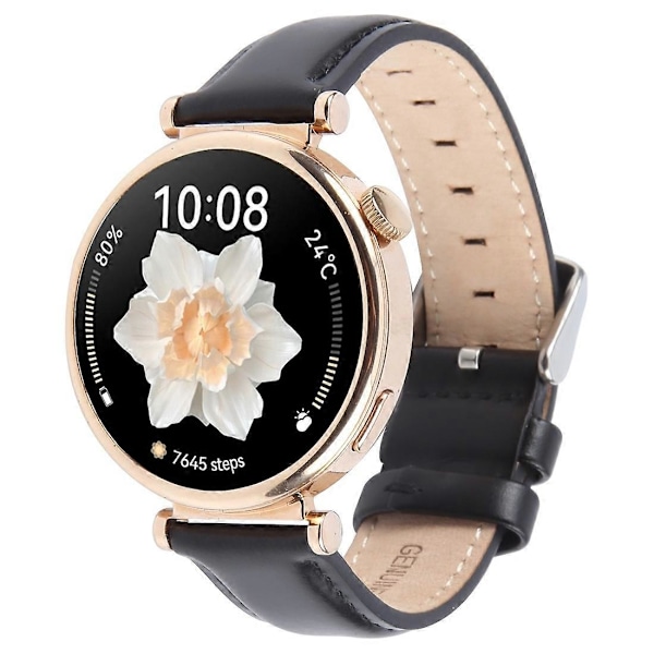 För Garmin Lily 2 Active/Lily 2 Armband 14mm Topplager Nappa Läder Klockarmband - Svart Black