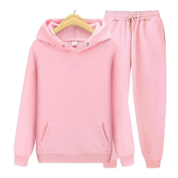 Dam Varm Sportkläder Tvådelad Lös Set Träningsdräkt Långa Huvförsedda Jackor Hoodie Set Dragkedja Löpar Joggingbyxor Femmel Sweatshirt Set black XXXL