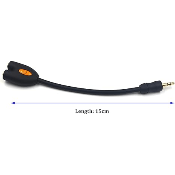 3,5 mm hovedtelefon splitter, 3,5 mm han til 2 hun splitter Y Jack AUX adapter kompatibel headset tablet smartphone MP3-afspiller og mere, sort