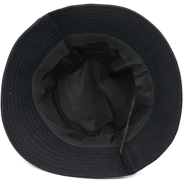 Bøttehatt i bomull Ensfarget strandhatt Sommerreiser Solhatter Fisherman Cap（Sort） Black