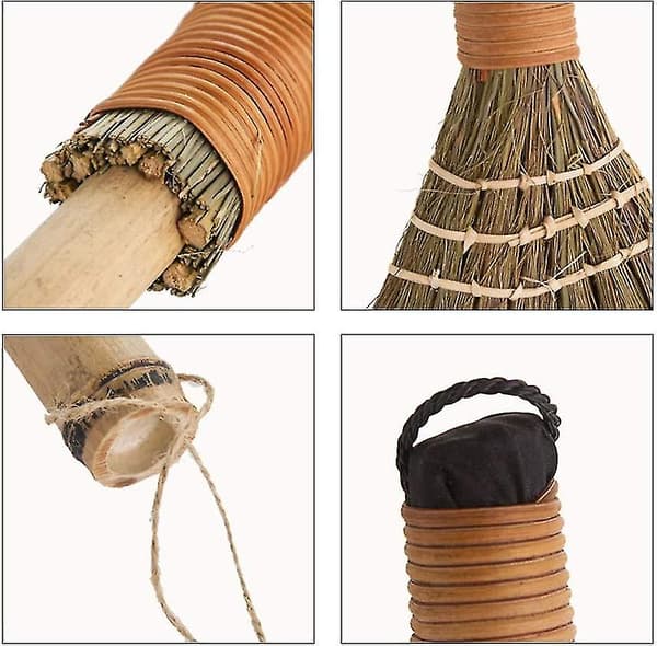 Traditionell Liten Hushållsborste, Halm Bambu Rotting Miscanthus Flätad Ingen Statisk Elektricitet