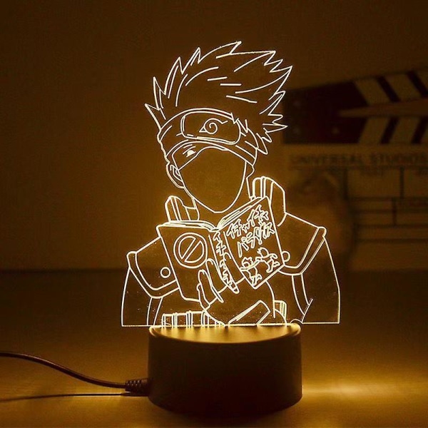 Anime Naruto Uzumaki 3d Led Nattlys Kakashi Bordlampe Leker Hatake Figurer Led Lys Romdekorasjon Barn Julelekegave 5 18CM Warm white