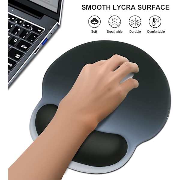 iLeadon Ergonomisk Musmatta med Handledsstöd Gradient, Halkfri Gummibas Minnesskum Handledsstöd för Hem, Kontor Enkel Skrivning & Smärtlindring, Graphi