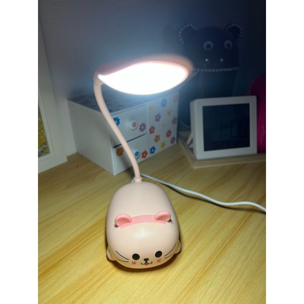 LED bordslampa tecknad söt katt nattlampa pink