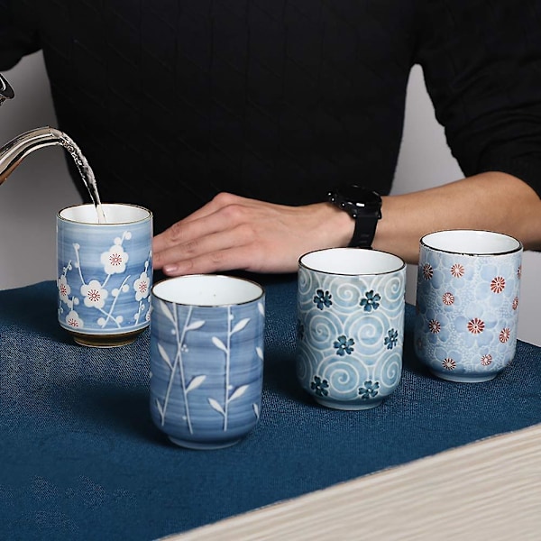 Keramiske Tekopper 33 cl (ca. 280 ml) Blomster Tekopper 4 stk.