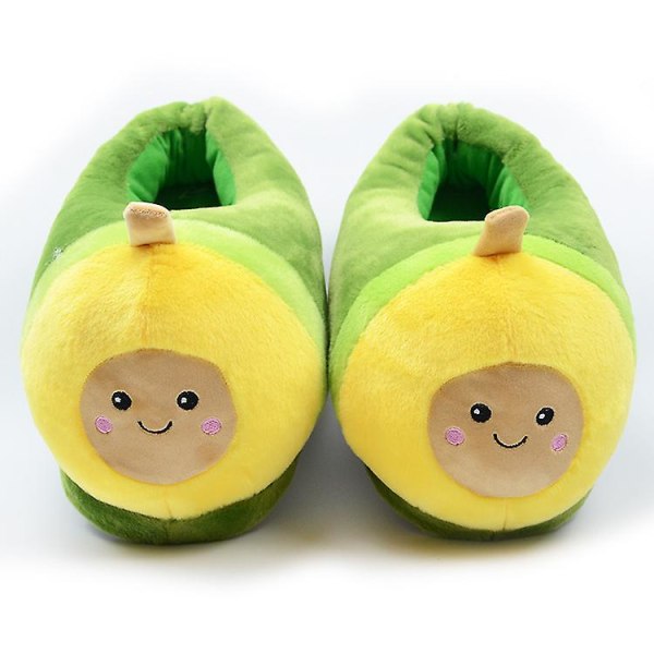 Kawaii Plush Avocado Slippers Fruit Toys Cute Pig Cattle Warm Winter Adult Shoes Doll Women Indoor Household Products Size 35-43 Without heel 35-43