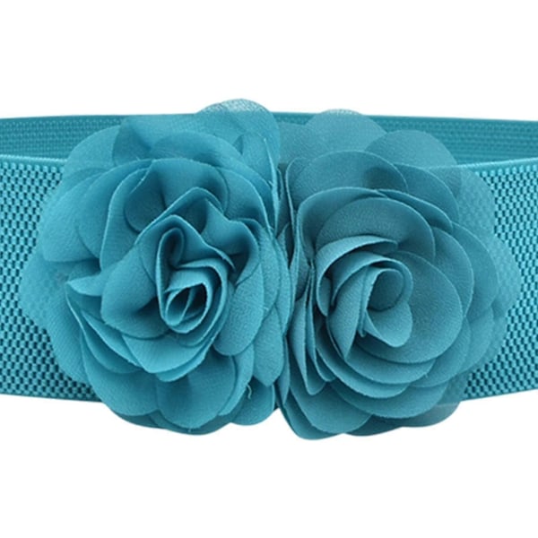 Elastisk midjebelte, bredt belte for kvinner for bluse, genser, maxi-skjorter Blue