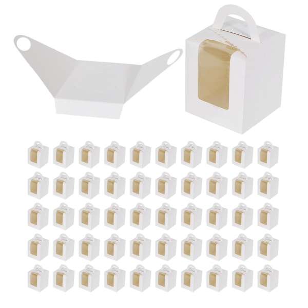 50 st Enkla muffinskartonger Vita individuella muffinshållare med fönsterinsatser för Wrappi White