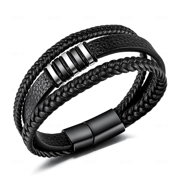 Men's Bracelet Leather Bracelet Black