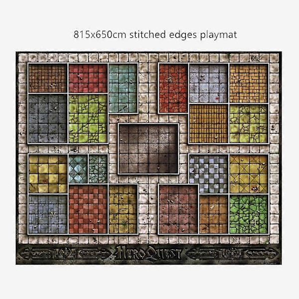 Tilpasset Stor Spillematte Bordmatte HeroQuest 815x650 med Sydde Kanter (Stor Musematte) Naturgummi Brettspillmatte for TCG/CCG/MTG 2