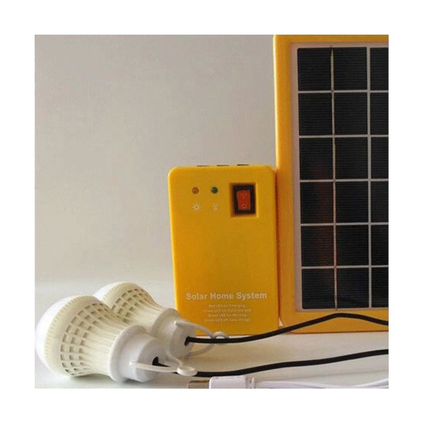 3w solpanelslampa 2 glödlampor solsystem Energibesparande solcellslampa utomhus inomhus uppladdningsbar Yellow