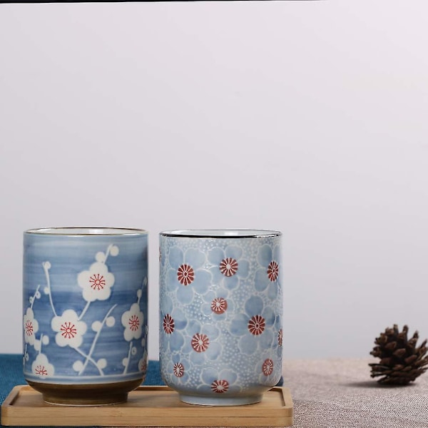 Keramiska tekoppar 33 cl (ca 280 ml) Blomstertekoppar 4-pack