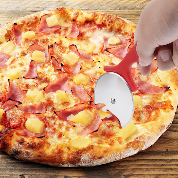 Pizzaskärare i rostfritt stål för hemmabruk, rund pizzaskärare, bakverktyg