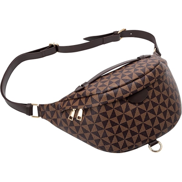 Bröstväska för kvinnor, mode trend midjeväska crossbody väska stor kapacitet tryck liten ryggsäck supermarket kassaväska (Brun2)