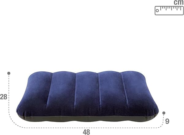 Uppblåsbar campingkudde Flockad blå, vinyl, blå, 43x28x9 cm
