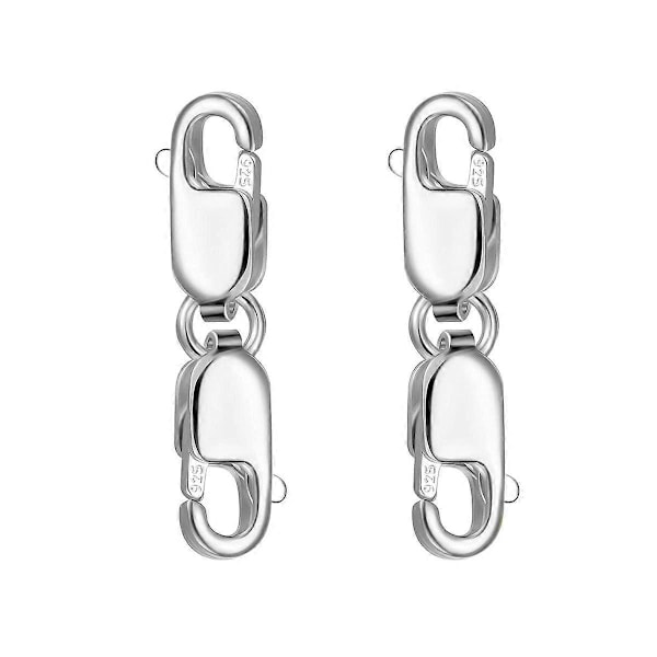2 STK Dobbelt Hummerskrallelås 10 mm, Sterling Sølv Lås Dobbelt Klo Låse Armbånd Halskæde Forlængerforbindelse