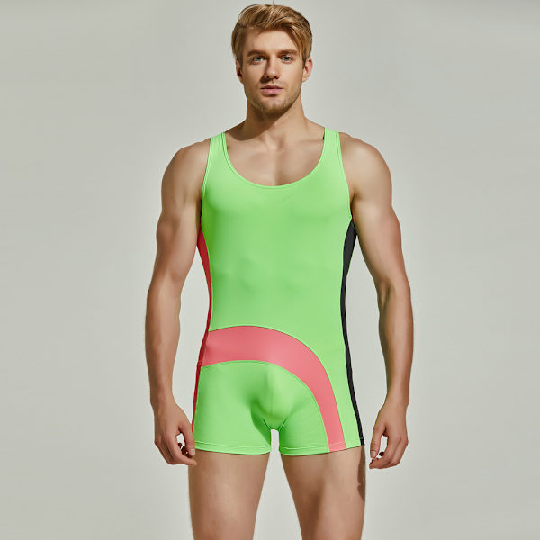 Utomhus sport fritid för män Sexig Elastisk Färgmatchning Snabbtorkande Baddräkt XL Green