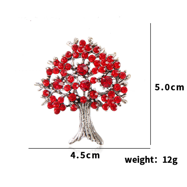 Djurbrosch för män och kvinnor Vintage Tree - Röd - Metall Enkel Nål