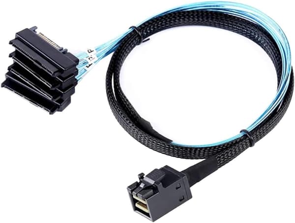 Mini SAS HD 12G SFF8643 til 4 SAS 29-pin SFF8482 kabelstik med 15-pin SATA strømkabelcontroller