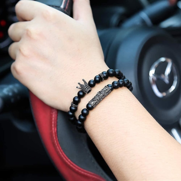 8 mm Onyx Stone armbåndsett Black