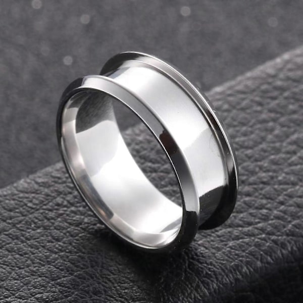 6 Stk. Ringkjerneemne for Innleggsring Smykkefremstilling Rillede Fingerringer Rustfrie Stålringer Kjerneemne Ring Silver