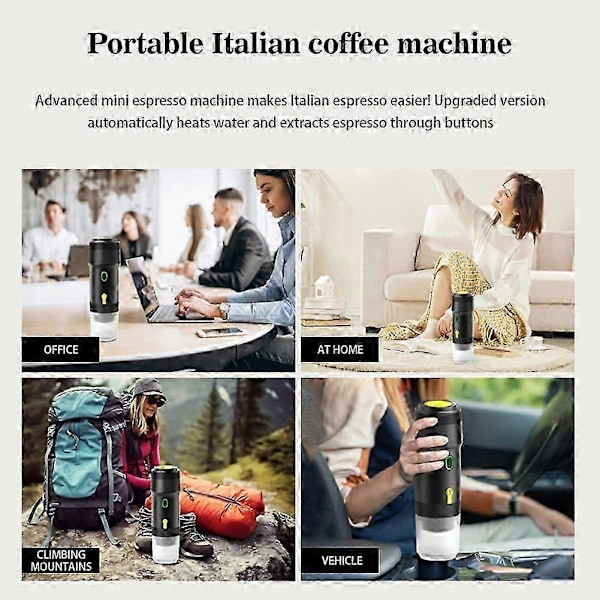 Kannettava sähköinen espressokone jauhetulle kahville ja kapselikahville, 7500mAh kylmäuutettu ja itselämmittävä kahvi