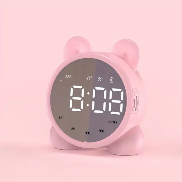Digital väckarklocka, smart klocka, portabel högtalare, FM-radio, mini sminkspegel, skrivbordsklocka