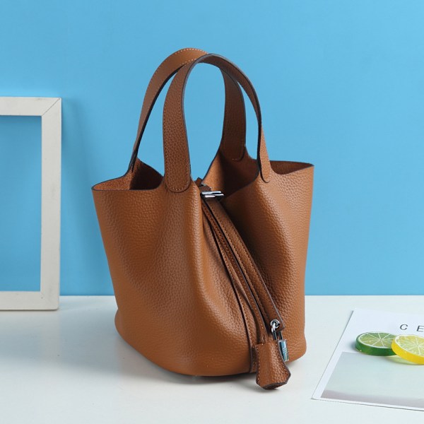 100% Ægte Læder Dame Håndtasker Designer Tote Taske Klassisk Blødt Læder Spand