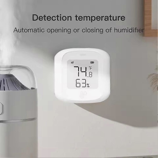 Temperatur- og fugtighedssensor med LCD-display, stemmestyring, indendørs hygrometer termometre til stue soveværelse