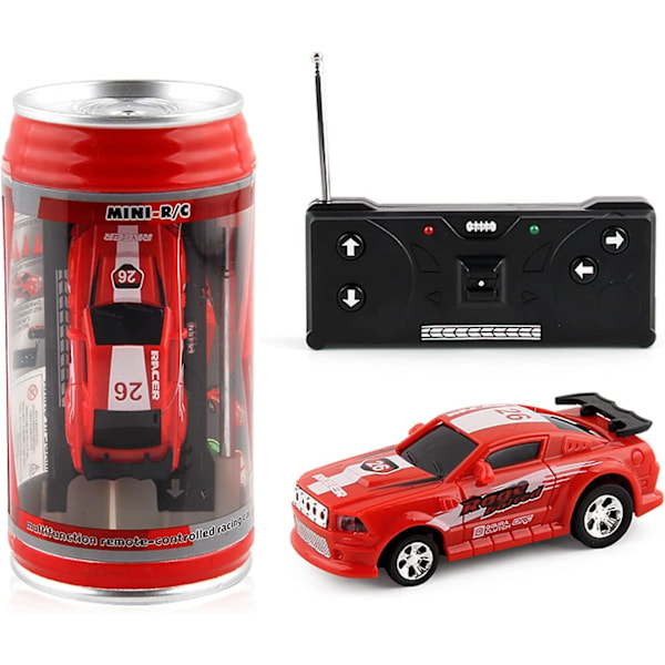 Mini RC Bil, 1 Set Mikro Fjärrkontroll Bil med Vägspärrar Coca-Cola Burkar Design Kreativ Simulerings Racing Bil Leksak Barn Present Röd En Storlek